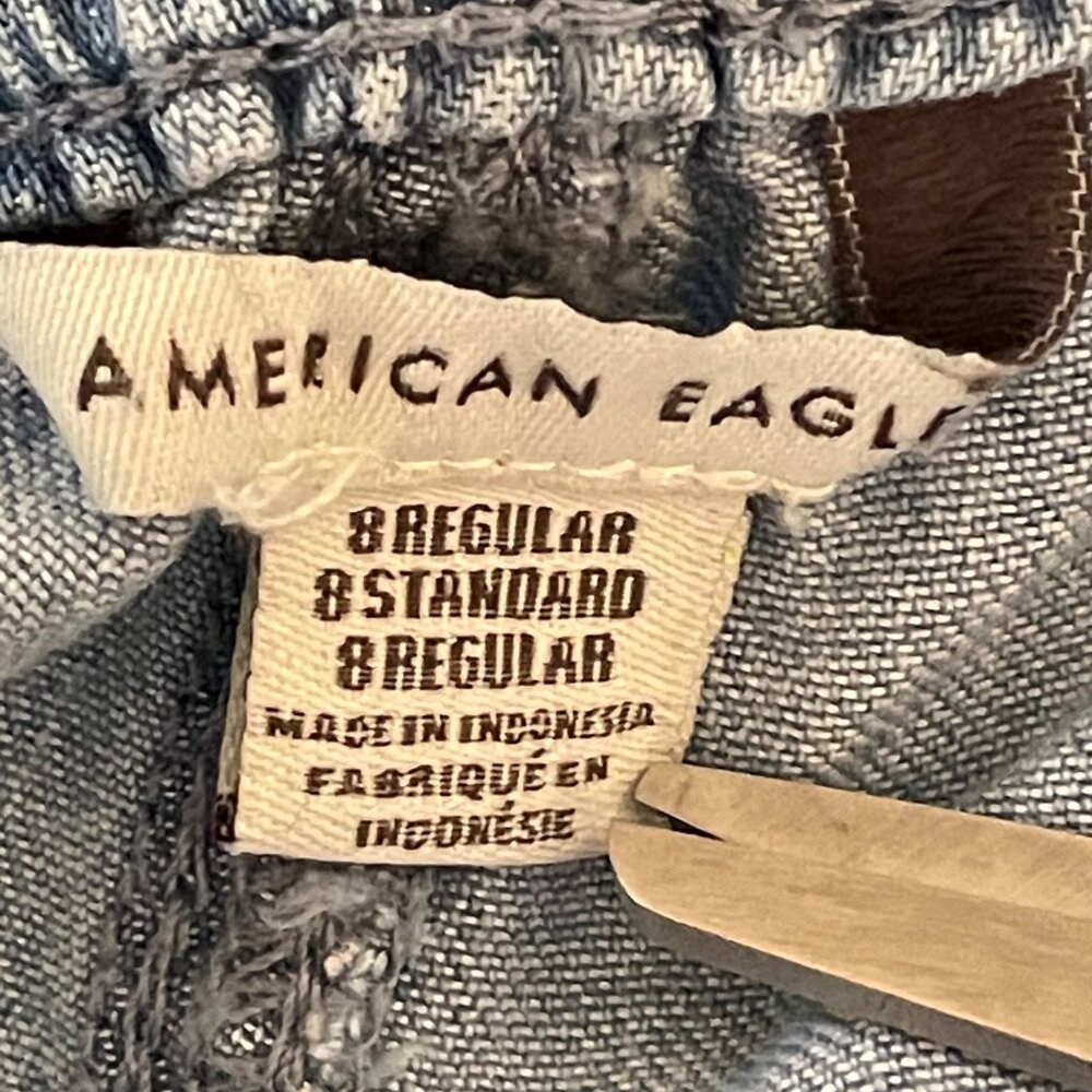 American Eagle Womens Blue Cargo Pants Size 8 Regular Elastic Waist Vintage u - Picture 6 of 15